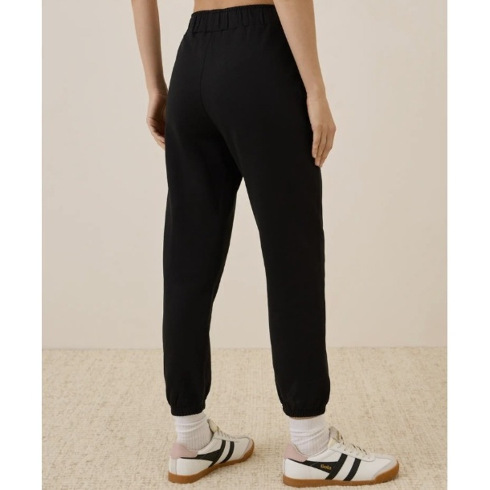 Pact Womens Organic Cotton Brushed Fleece Jogger Sweatpants Elastic Waist Cuff L